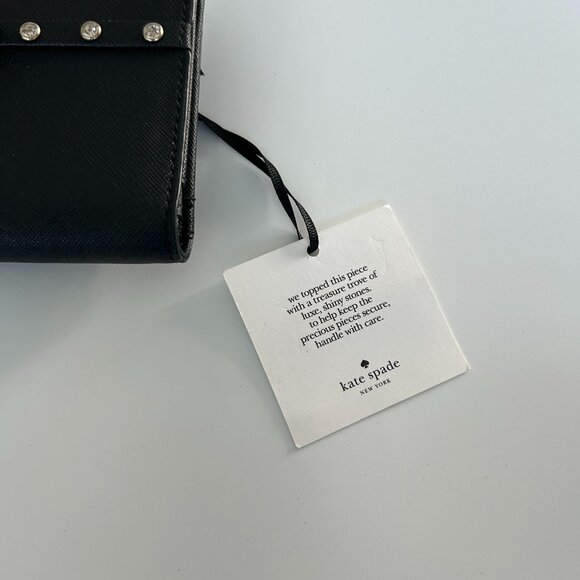 NWT Kate Spade Stacy Laurel Way Black Jeweled Wallet Bow Saffiano Leather - Picture 3 of 10
